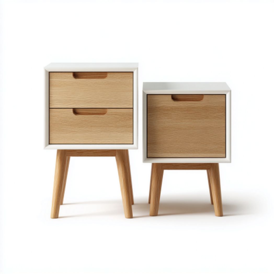 Stolik nocny z drewna i płyty MDF do sypialni - 45 x 40 x 50