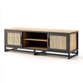 Szafka RTV z drewna surowego i metalu do salonu - 150 x 40 x 50
